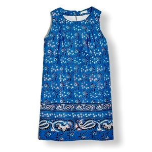 Blue Paisley Printed Bow-back Dress With Pockets